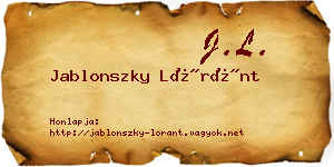 Jablonszky Lóránt névjegykártya